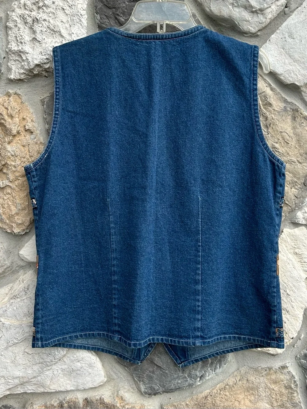Vintage Embroidered Denim Vest Size M Women Stunning Cottagecore Statement Piece
